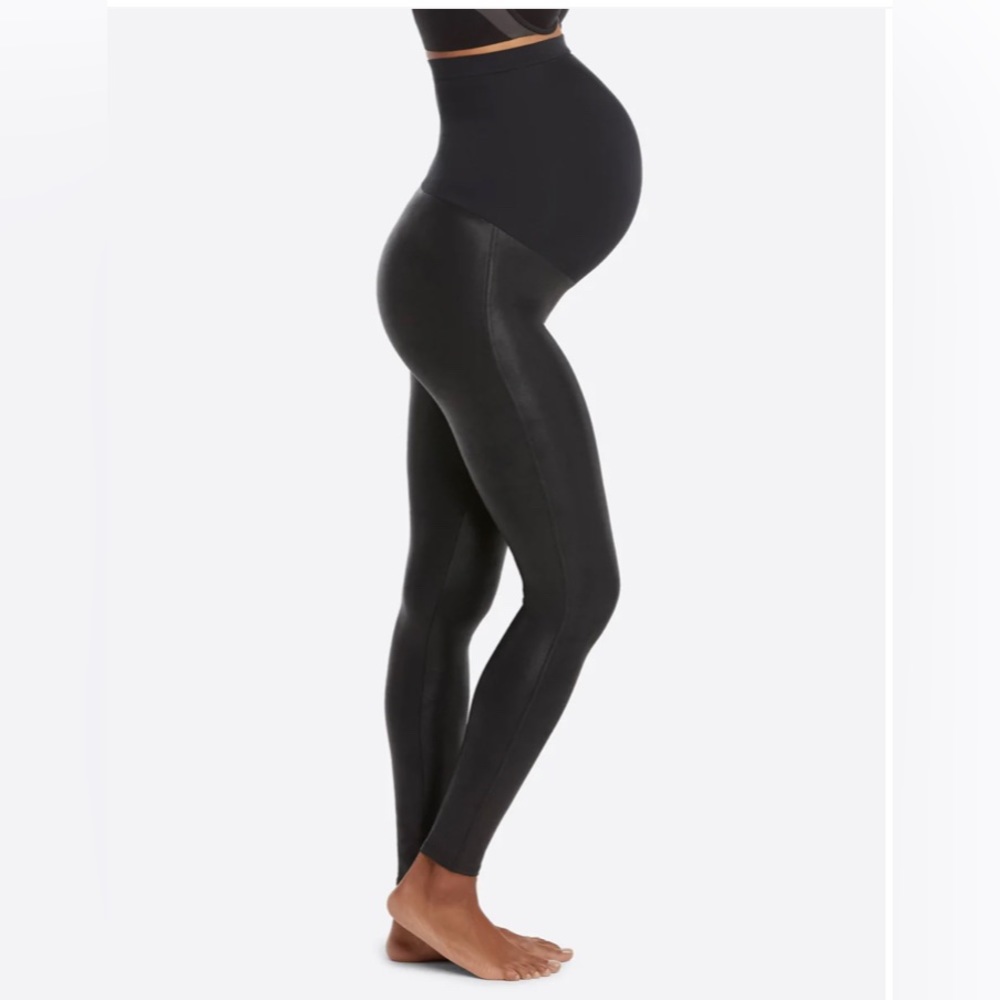 SPANK maternity faux leather leggings. Medium
